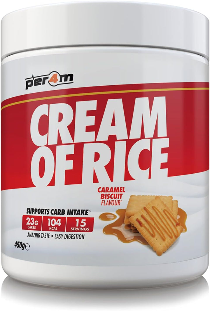 Protein Cream of Rice | Easy-To-Digest Complex Carbohydrate | Gluten-Free, Plant-Based Smooth Rice Porridge | Ideal Pre Post-Workout (450G, Caramel Biscuit)