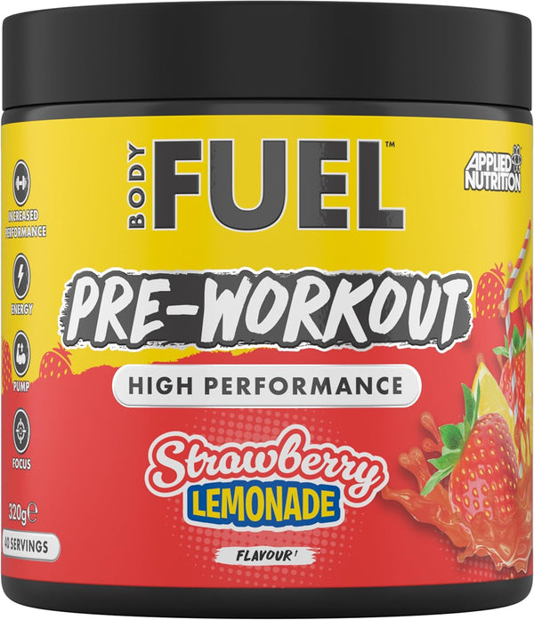 Bodyfuel Pre Workout Powder - Energy & Physical Performance with Citrulline, Creatine, Beta Alanine (320G - 40 Servings) (Strawberry Lemonade)