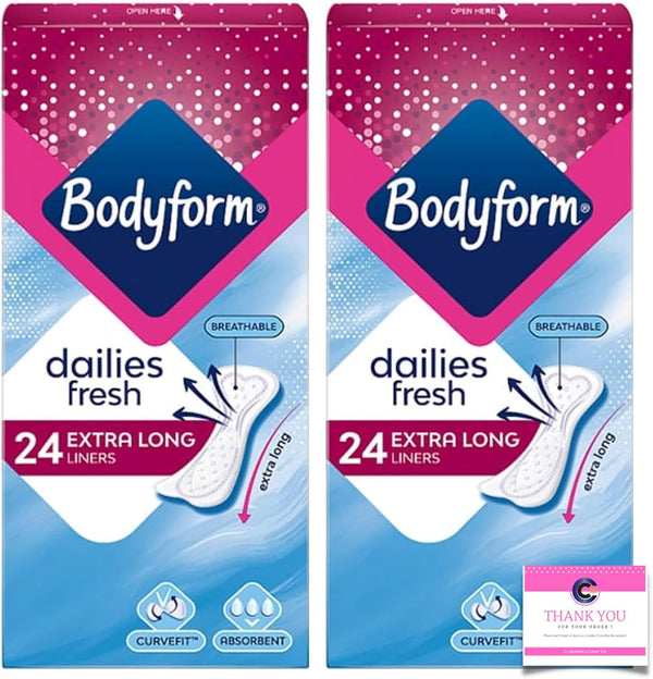 Bodyform Extra Long Panty Liners, 24 Count (Pack of 2)