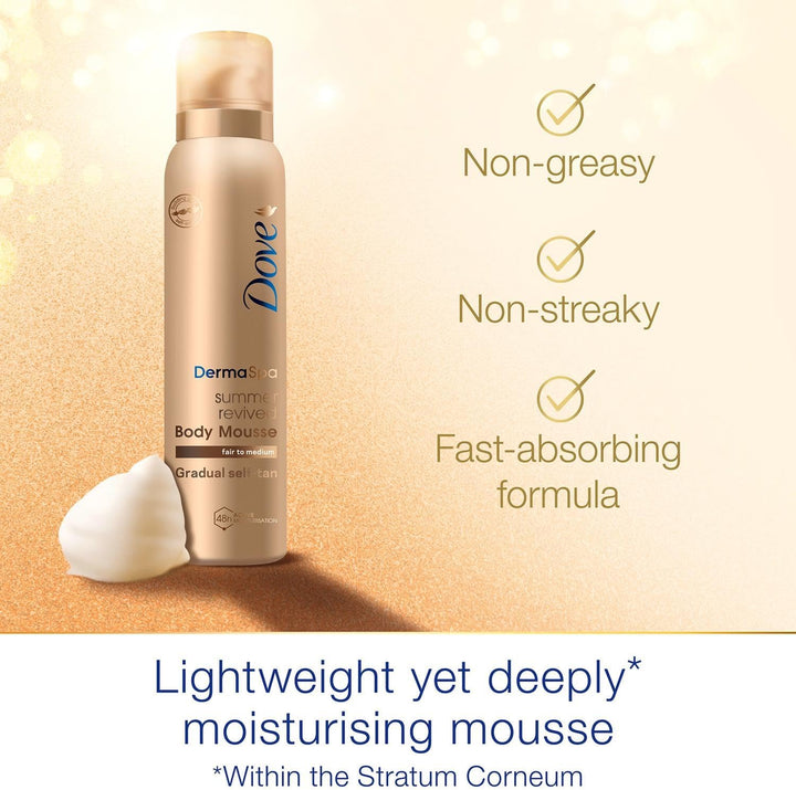 2 Pack of  Dermaspa Summer Revived 48 Hours Active Moisturisation Fair to Medium Body Mousse 150Ml