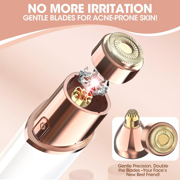 2-In-1 Women'S Eyebrow Trimmer & Facial Hair Remover with LED Light - Professional Painless Precision Grooming Tool for Eyebrows, Upper Lip & Face