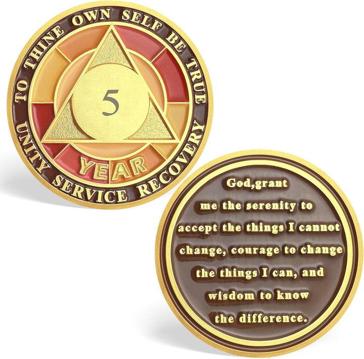 24 Hour Sobriety Chips, Tri-Plate 24Hr Sobriety Coin - One Day AA Medallion Recovery Chips Sober Coins for Narcotics Alcoholics Anonymous Recovery Sober Gifts for Men/Women