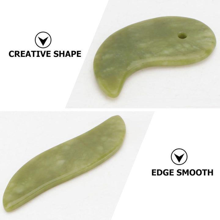 2Pcs Natural Jade Gua Sha Massage Board Face and Body Scraping Tool Polished Green for Skin Care with Oils Practical Facial Massager for Spa and Relaxation Gift for Friends And