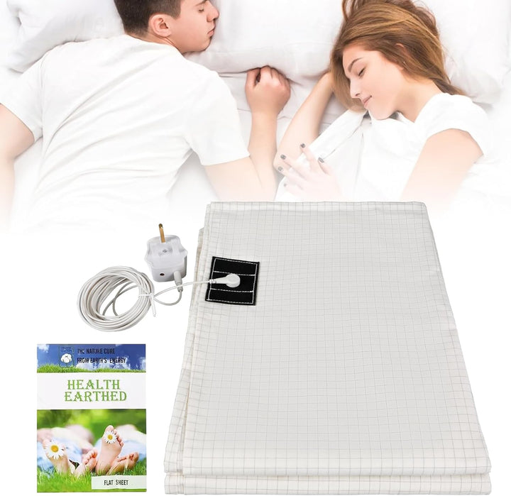 Grounding Bed Sheet, Grounding Mat Earthing UK with 10% Silver Fiber & 90% Organic Cotton for Improved Sleep Natural Wellness and Healthy Earth Energy Mat (68×132Cm)