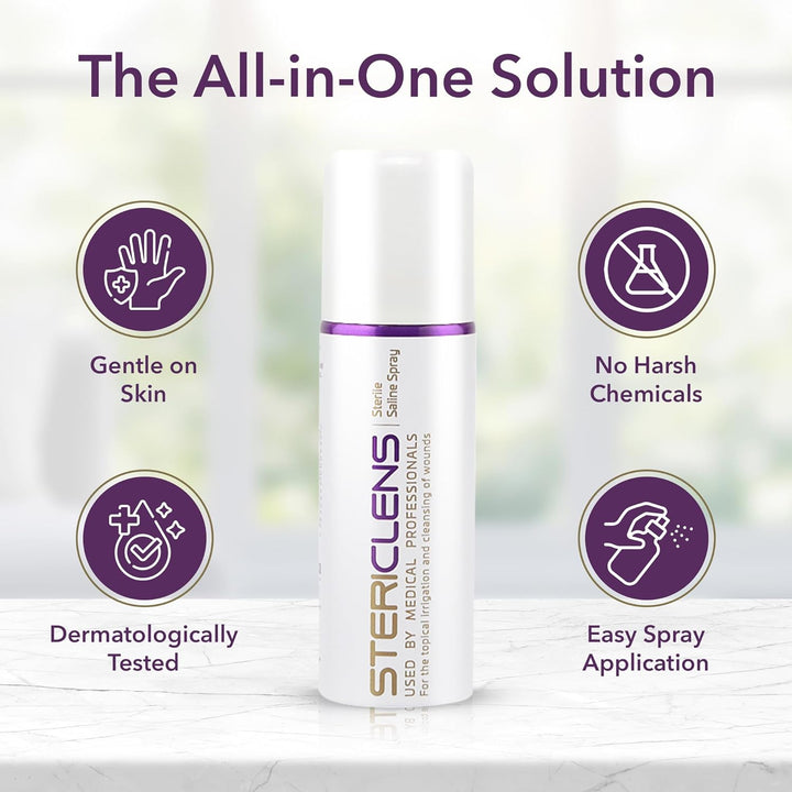 Sterile Saline Spray, Wound Cleansing & Piercing Aftercare Spray - 100Ml