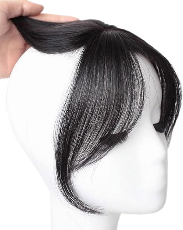 Natural Bangs Toppers Hairpieces for Covering White Loss Hair Bangs Hairpiece Replacement Black Fringe Toupee Wigs for Women with Bangs