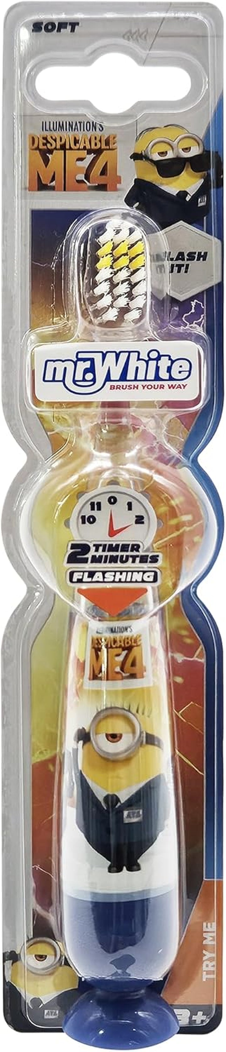 Paw Patrol Flashing Toothbrush for Kids with 2 Minute Flashing Light, Comfortable Handle Grip, Soft Rounded Bristles and Suction Cup for Upright Storage for Children Ages 3+