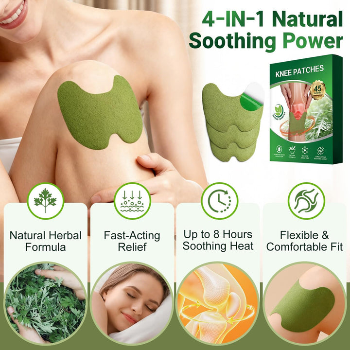 Knee Pain Relief Patches,Pain Relief Patches,45Pcs Wormwood Knee Patches for Pain Relief Herbal Knee Heat Pads for Arthritis Joint & Muscle Soreness Fast Acting Herbal Pain Relief Knee Plasters