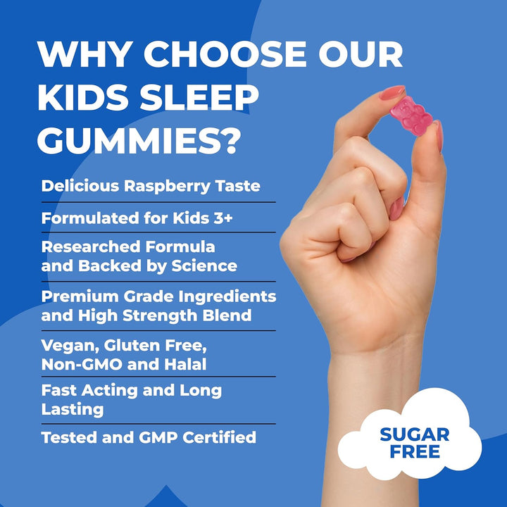 Sleep Gummies for Kids – 1 Month Supply | Sugar & Gluten-Free Magnesium Gummies for Growth, Relaxation & Healthy Sleep | 30 Vegan Supplement with Magnesium, L-Theanine & Vitamin B6 | Support Ages 3+