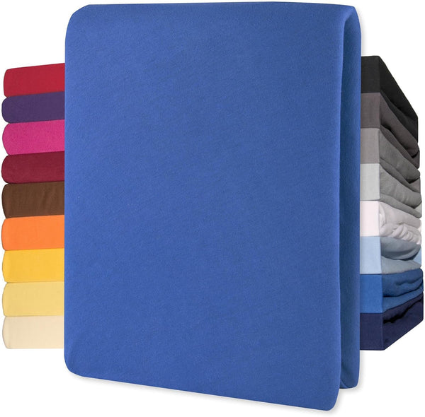 Lucina Fitted Sheet Cotton 200X200-200X220 Cm Royal Blue
