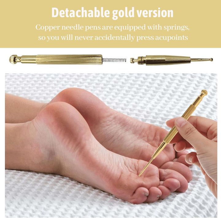 2PCS Acupuncture Pen Stainless Steel Retractable Acupressure Pen Double Headed Body Probe Pen Facial Reflexology Tools Acupressure Pen Promote Blood Circulation for Facial Massager