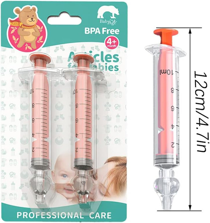 2Pcs Baby Nasal Aspirator, 10Ml Nasal Irrigator, Reusable Silicone Nasal Suction Tip, Nasal Irrigator for Baby, Nose Cleaner Rinsing Device, Safe and Comfortable