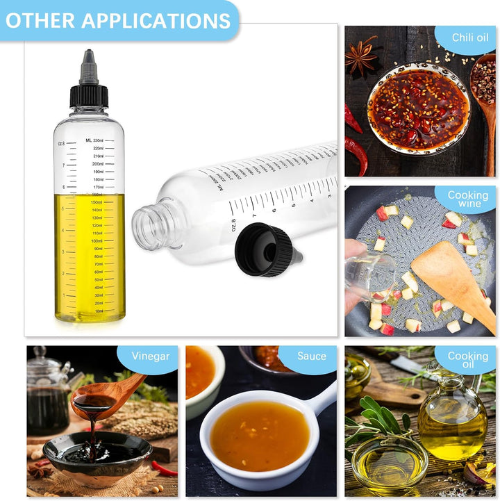 2 Pack Hair Color Applicator Bottle - 8.5Oz Twist-On Top Tip Cap for Hair Oil and Root Dye - Plastic Squeeze Bottle with Graduated Scale