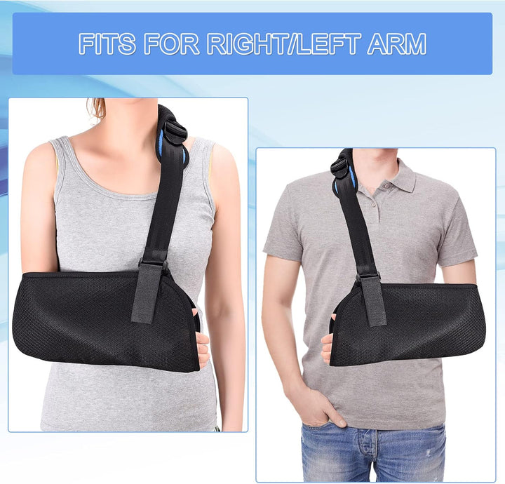 Universal Arm Sling, Shoulder Immobilizer with a Foam Neck Pad for Women, Men, Teenager, Adjustable Arm Support Strap for Broken Wrist, Elbow, Dislocated Shoulder - M