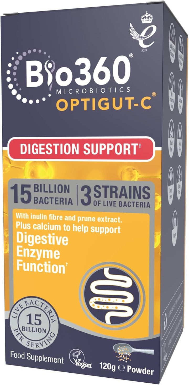 Bio360 Optigut-D Probiotic 10 Billion Live Bacteria - High Strength Vegan Digestive Gut Health Support - Gut Health Supplement for Adults & Kids - Gluten Free, Non-Gmo - 30 Capsules