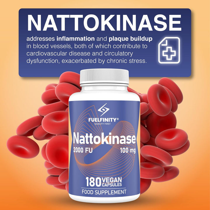 Non-Gmo Nattokinase 2000FU | 180 Days Supply | Cardiovascular Support | Long Term Tested Dosage 100Mg Contributing to Blood Circulation | ® Excellent Manufacturing Standards | Vegan (1 Pack)