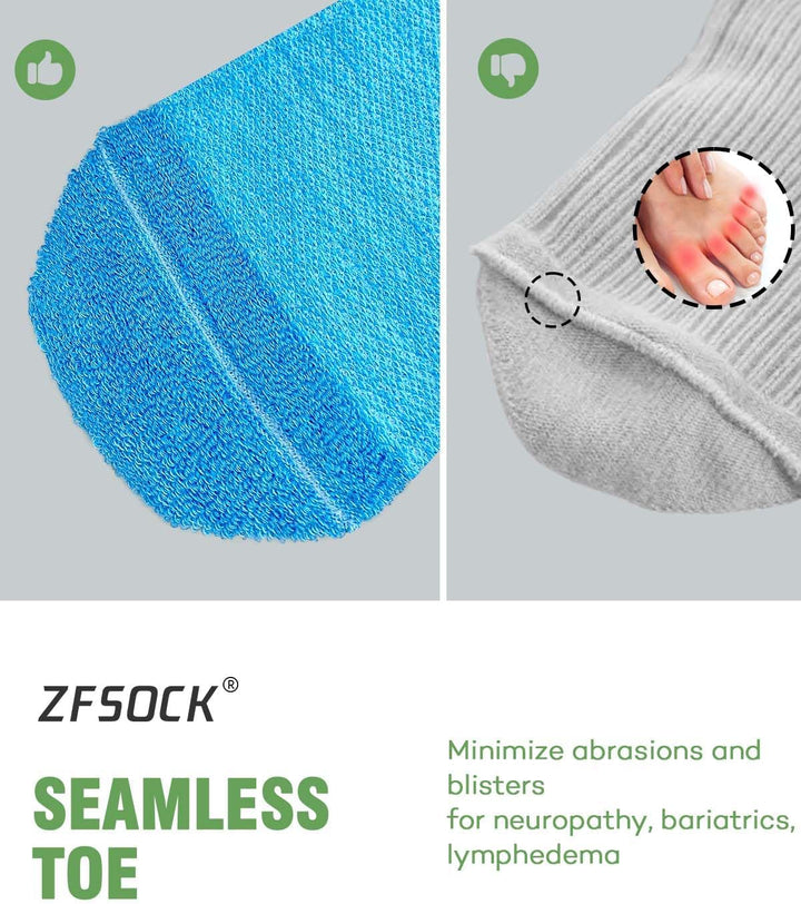 Diabetic Socks Non-Slip for Women: Bamboo Ankle Socks Moisture Wicking with Extra Wide Top for Swollen Feet Seamless Non-Binding Cuff Hospital Sock for Foot Care