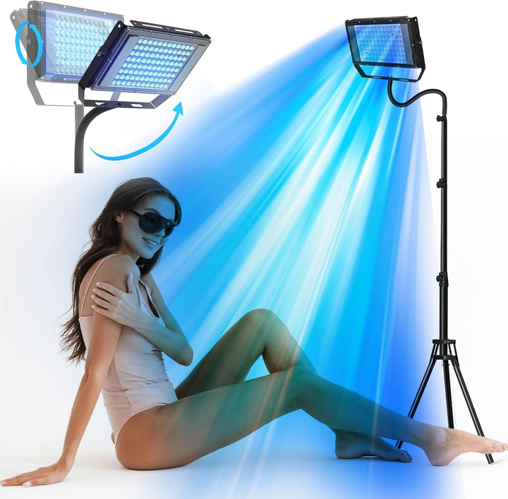 50W Tanning Lamp for Home, Dual Mode, 5 Brightness Levels, Full Body & Face Solarium Light with Adjustable Tripod, for All Skin Tones