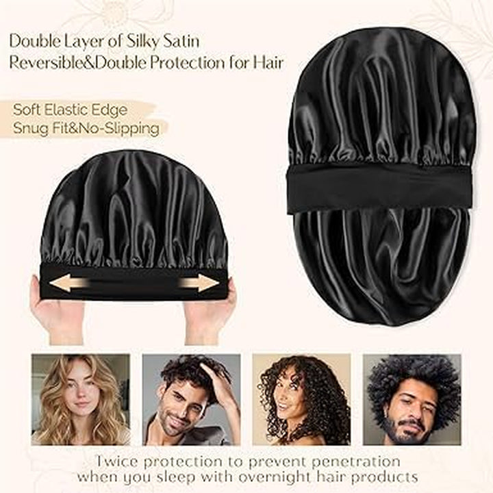 Bonnet for Men Hair Bonnet for Sleeping Double Layer Satin Bonnets for Black Women Curly Hair Sleep Cap