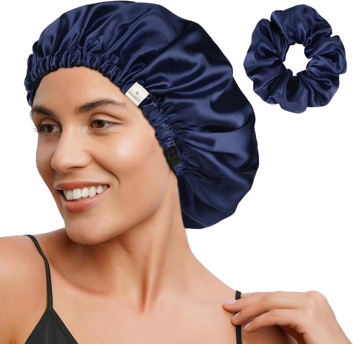 Double Layer Satin Bonnet Silk Bonnet for Sleeping Adjustable Hair Bonnet for Women Curly Natural Hair