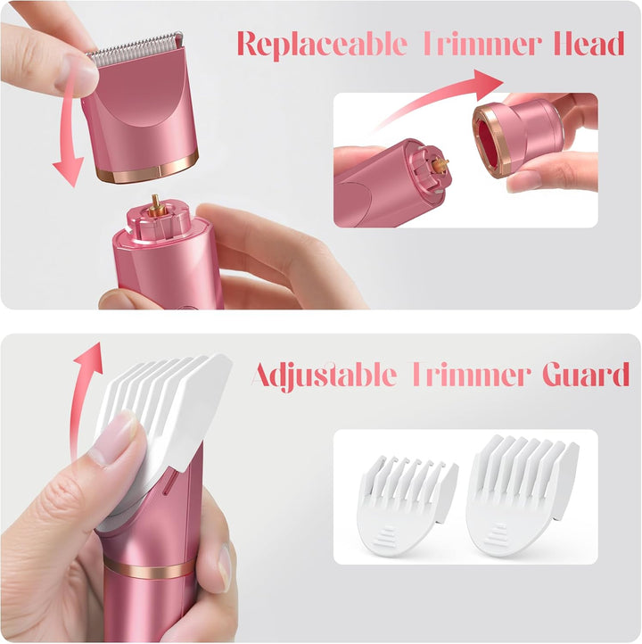 Bikini Trimmer Women - Painless Lady Shaver for Women, Rechargeable Women'S Electric Shavers, IPX7 Waterproof Electric Razor for Body Legs, Underarms, Pubic Hair,Brick Red