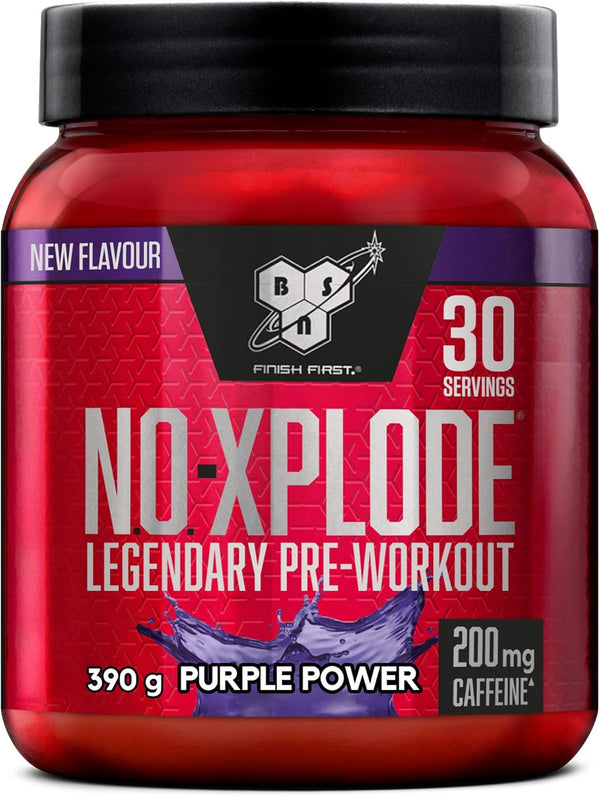 Nutrition N.O.-Xplode Pre Workout Powder Food Supplement, Energy and Focus Support with Caffeine, Amino Acids, Vitamin C and Zinc, Purple Power Flavour, 30 Servings, 390G (Packing May Vary)