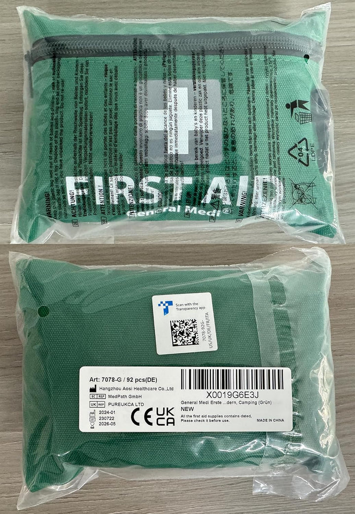 Mini First Aid Kit, 92 Pieces Small First Aid Kit - Includes Emergency Foil Blanket, Scissors for Travel, Home, Office, Vehicle, Camping, Workplace & Outdoor (Green)