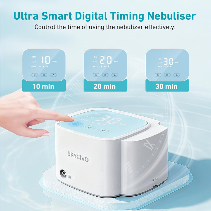 Nebuliser Machine for Adults and Kids, Ultra Quiet Smart Digital Compressor Steam Inhaler, Portable Nebuliser with Adjustable Pressure and Countdown Timer for Home & Travel Ues