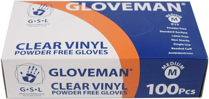Clear Vinyl Gloves (Box of 100) (Medium)