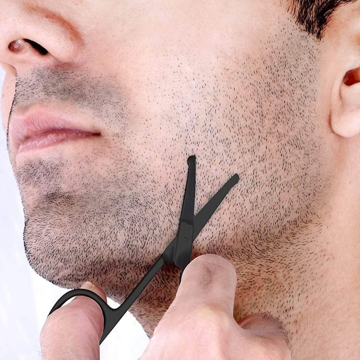 Stainless Steel Nose Hair Scissors for Trimming Facial Hair Ear Hair Eyebrow(Black)