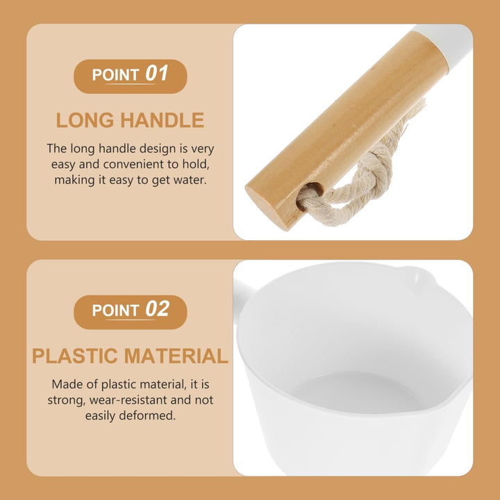 Wooden Water Scoop Long Handle Bath Dipper Water Ladle Scoop for Efficient Transfer in Bathroom Sauna and Garden 12 Inch Stackable Design