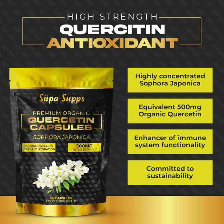 Pure Bio Quercetin 500Mg - High Strength Quercetin Capsules - Antioxidant & Flavonoid Supplement - Natural Quercitin Support for Cellular Protection & Vitality - 60 Vegan Capsules