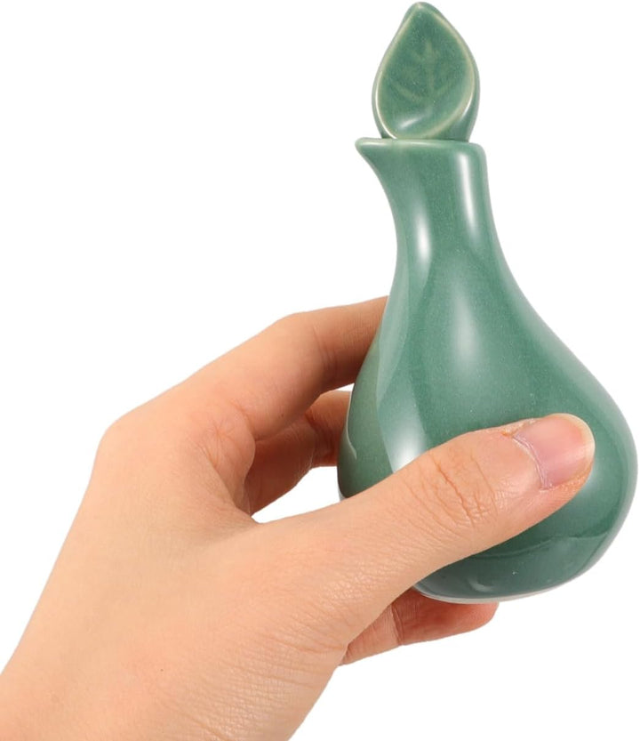 Ceramic Essential Oil Bottle for Aromatherapy Spa with Glaze Finish - Massage Oil Jar for Thai Massage Beauty Salons Fragrance Dispenser Versatile Usage - 10.5X5.0Cm