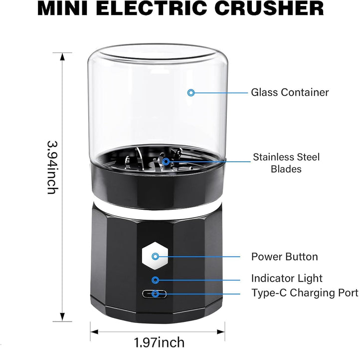 Cordless Small Electric Pill Crusher, Pill Crusher Fine Powder with Stainless Steel Grinding Head, Grind and Pulverize Multiple Pills Extremely Fine, Suitable for Travel, Home, Workplace (Black)