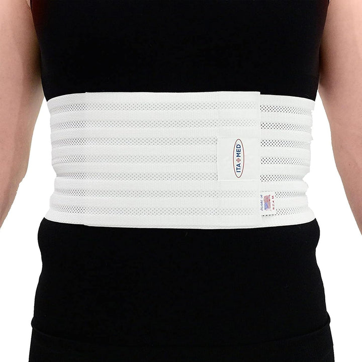Breathable Elastic Rib Brace for Men, Ideal Compression Support Wrap/Belt for Broken, Cracked, Dislocated & Fractured Ribs, Made in USA (White, Medium)