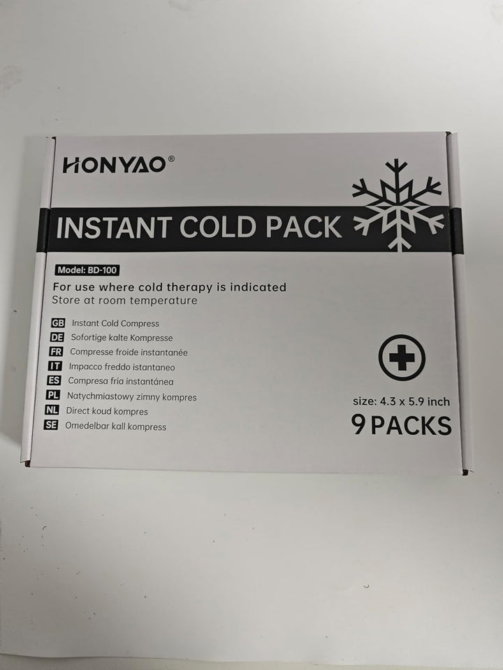 Instant Ice Pack, 9 Packs Disposable Instant Cold Packs, Ice Packs for Sports Injuries, Cold Compress for Pain Relief, Swelling, Inflammation, Sprains, Toothache, Athletes & Outdoor Activities