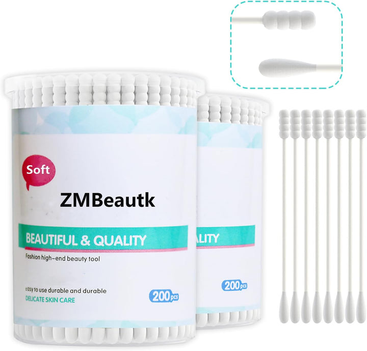 800Pcs Cotton Swabs, Double Tipped Precision Tips Cotton Buds Multipurpose Safe Highly Absorbent Hygienic Cleaning Sterile Sticks (4 Packs, 200 Pcs of Pack)