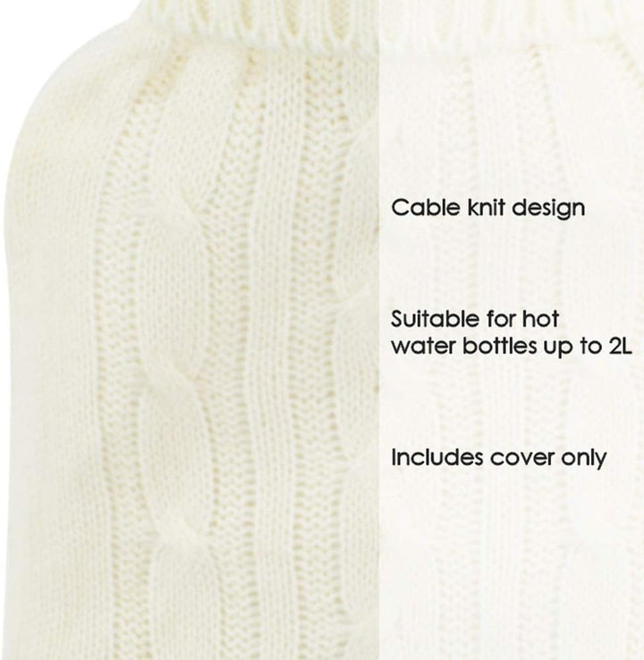 Knitted Cover for Hot Water Bottle, Cream Knitted Insulator, Knitted Winter Accessories, Perfect Xmas/Mother'S Day/Valentine'S Day Gift for Her