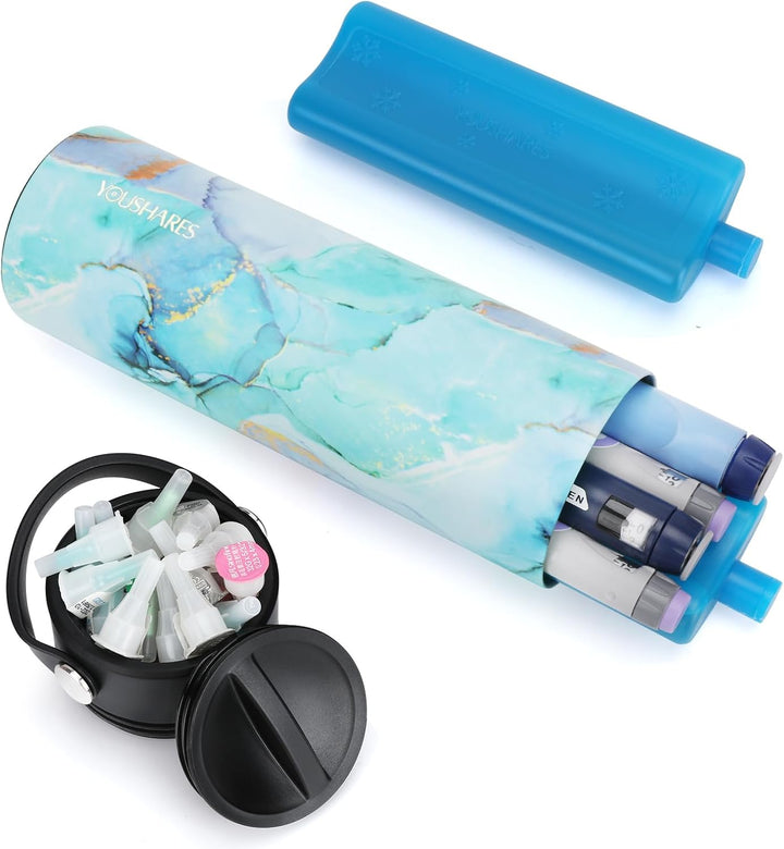 Insulin Cooler Travel Case - Handy Medication Insulated Diabetic Carrying Cooling Bag for Insulin Pen, Glucose Meter and Diabetic Supplies with 3 Cooler Ice Pack (Black)