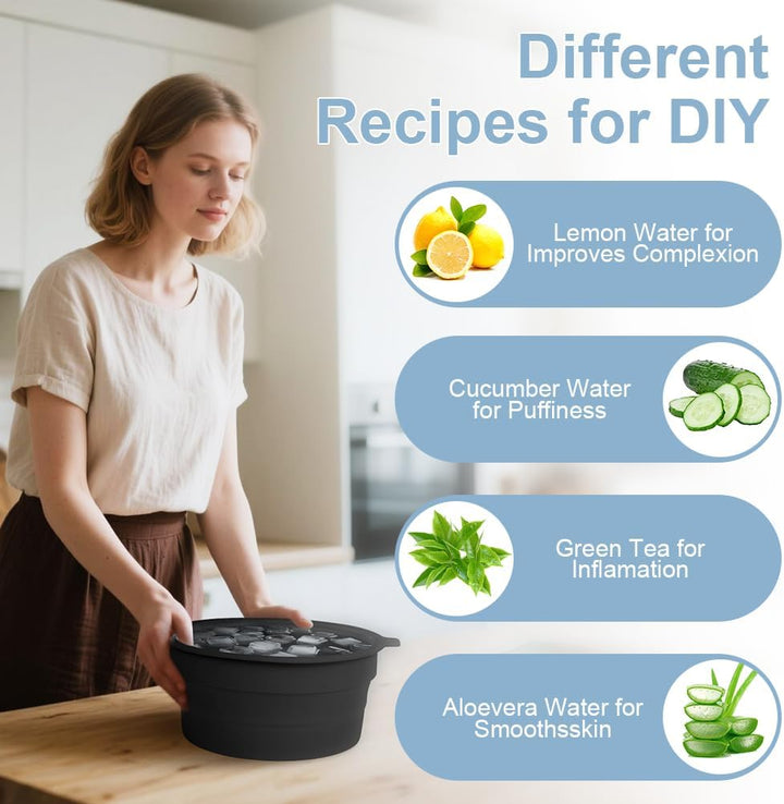 Face Bowl for Ice,Foldable Facebowl with Built-In Icetray, Portable Quick Cooling Facial Washing Basin for Soothe Skin, Wash Basin for Home Use or Travel