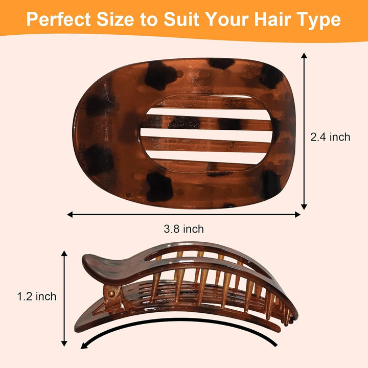4 Pcs Flat Hair Claw Clips for Women'S Thick Hair, Curved Strong Hold, Non Slip Design for Women and Girls