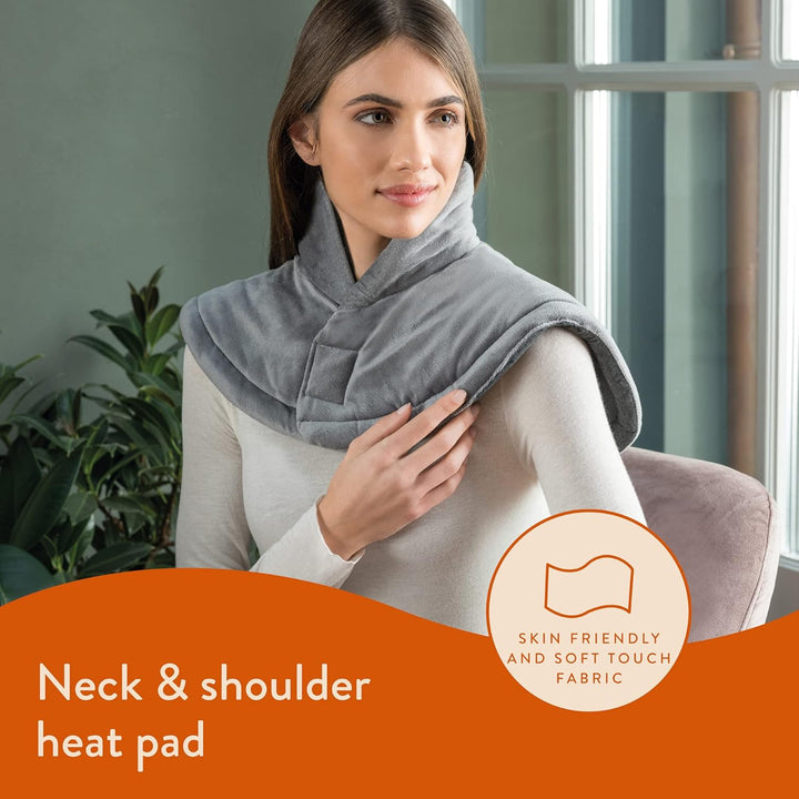 Revive Me – Neck & Shoulder Heat Pad, Grey, Fast Heat-Up, 3-Hour Adjustable Temperature, Auto Safety Shut-Off, Machine Washable, Specifically for Neck & Shoulder, Size Adjustable, 47 X 52Cm