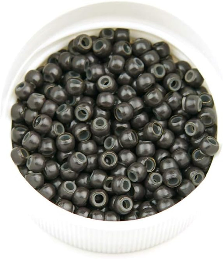 1000 Nano Rings - 3Mm Silicone Lined Hair Extension Beads - Dark Brown
