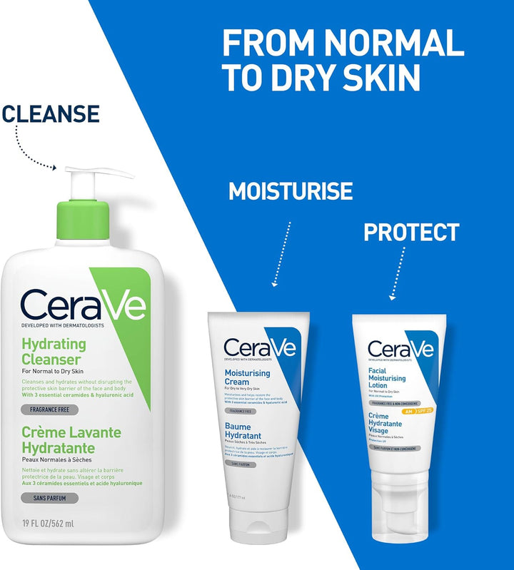 Moisturising Cream Tube with Hyaluronic Acid and 3 Essential Ceramides for Dry to Very Dry Skin 177Ml