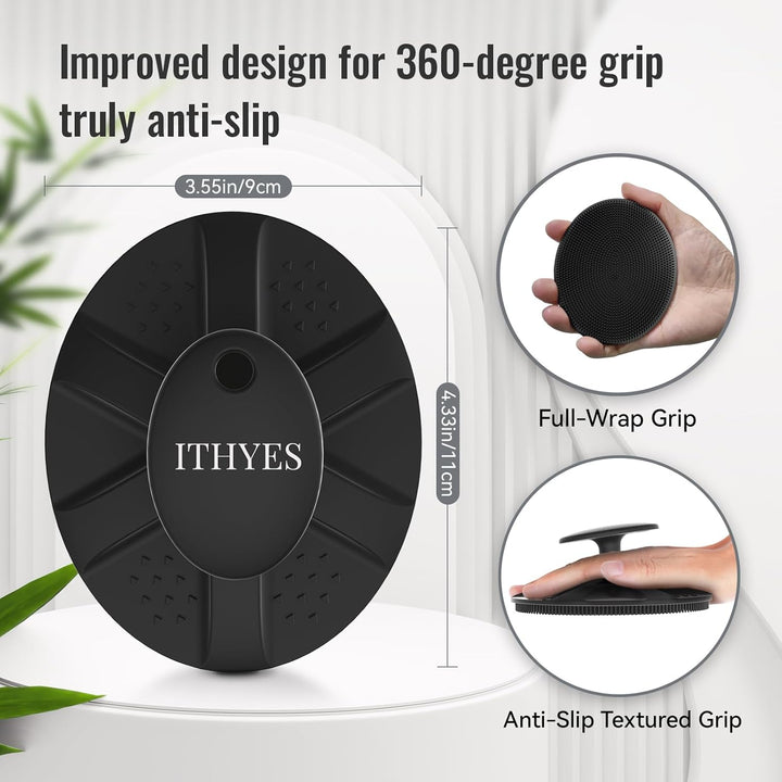 Silicone Body Scrubber Exfoliating Body Brush for Men Women Lathers Well Easy to Clean More Hygienic Shower for Face Scrubber for Sensitive Skin Body Buffer 1 Pack (Black)