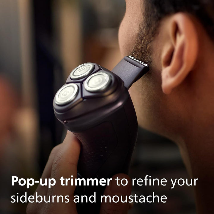 Electric Shaver Series 3000X - Wet & Dry Electric Shaver for Men in Deep Black, with Skinprotect Technology, Pop-Up Beard Trimmer, Ergonomic Men'S Shaver (Model X3001/00)