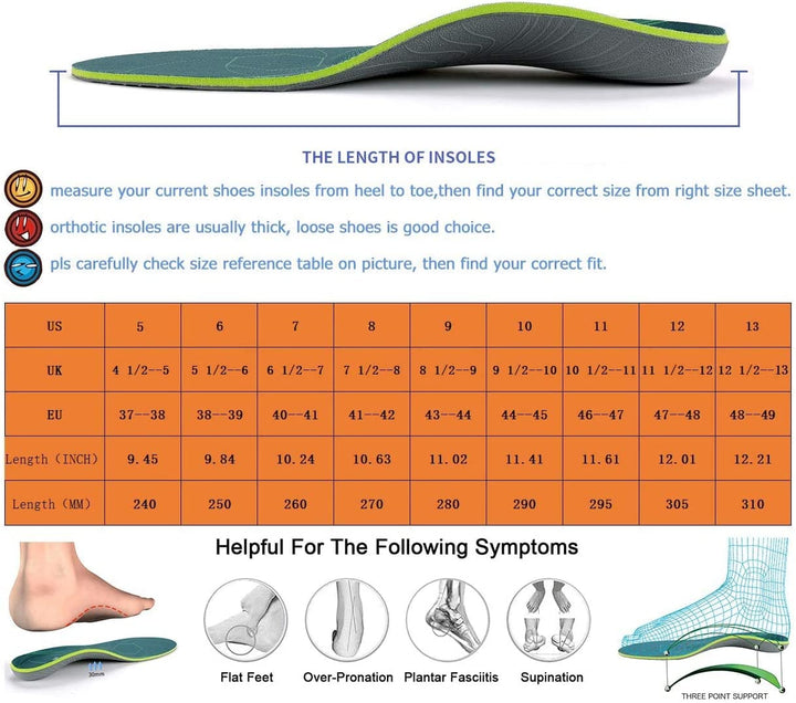 Plantar Fasciitis Arch Support Orthopedic Insoles Relieve Flat Feet Heel Pain Shock Absorption Comfortable Insoles