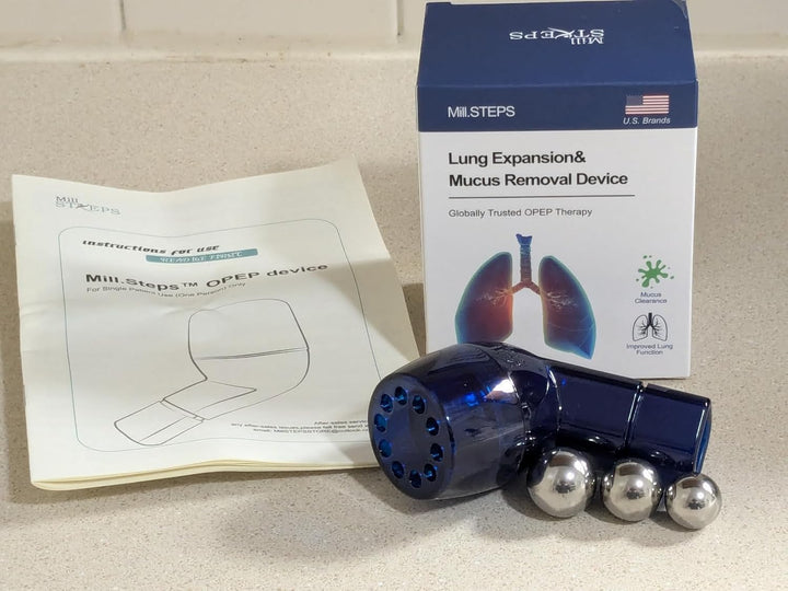 Millsteps Breathing Exercise Device for Lungs,Lung Expansion & Mu-Cus Relief Device (Blue)