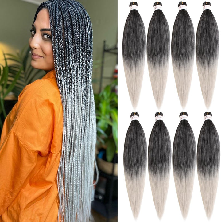 3 Packs Pre Stretched Braiding Hair Extension Yaki Texture EZ Braids Hair for Coi Leray Braids Black Braiding Crochet Hair Extensions /30 Inch 1B#