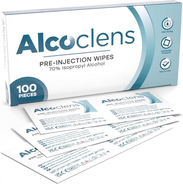 Pre-Injection Alcohol Wipes/Swabs Box of 100 Sachets